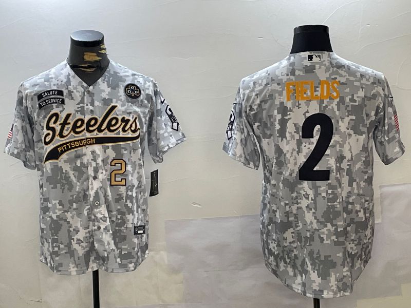 Men Pittsburgh Steelers #2 Fields Nike Arctic Camo 2024 Salute to Service Limited NFL Jersey style 5